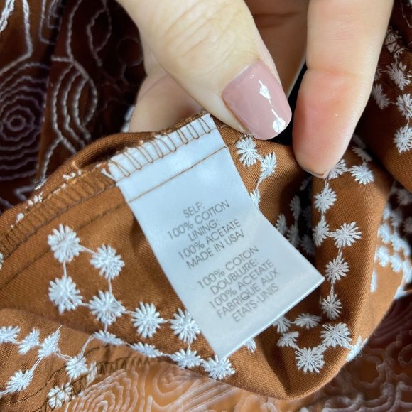 NWT NANETTE LEPORE Womens 4 Brown Multi Pattern Faux Wrap Lined Cotton Skirt - Picture 10 of 11